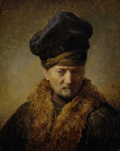 Rembrandt van Rijn, Alter Mann mit Pelzmütze, 1630, Öl auf Holz