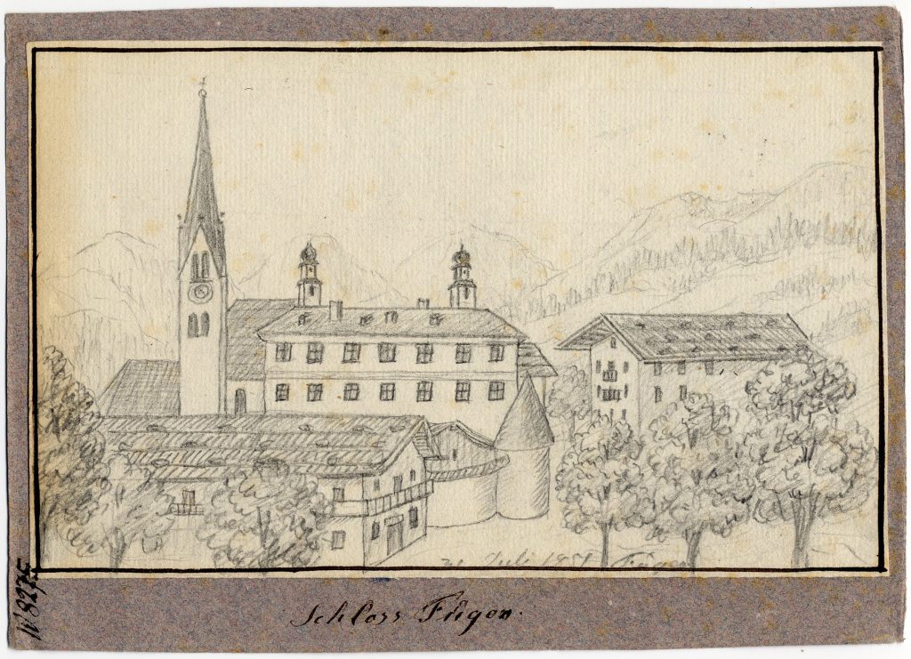 Zeichnung von Schloss Fügen, 19. Jahrhundert